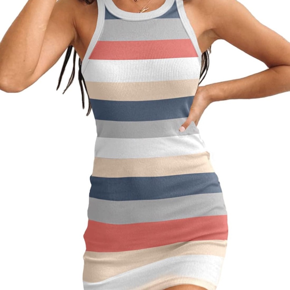 Striped Sleeveless Bodycon Dress